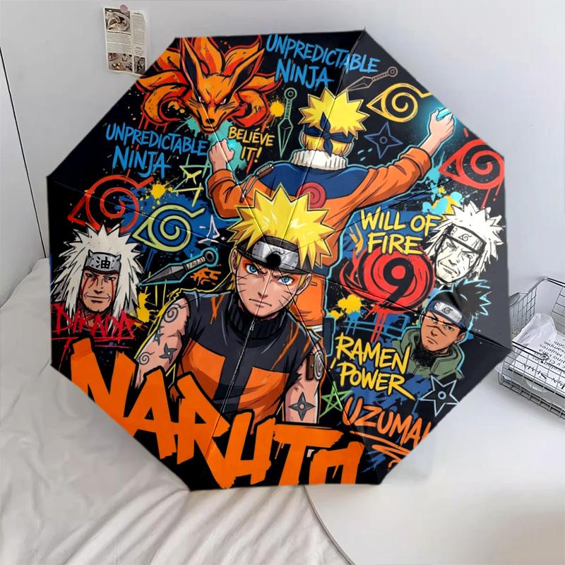 1 PC Automatic Folding Umbrella - Naruto Poster Pattern Portable Foldable Design With 8 Ribs Christmas Birthday Gifts