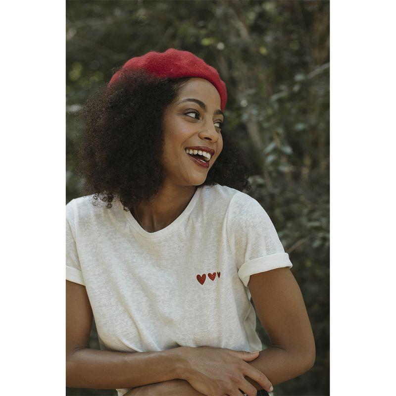 

Heart In Stock round Neck Pure Cotton Short Sleeve Embroider White L