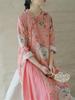 Johnature Women Retro Fashion Print Stand Plate Buckle Cheongsam Dresses Summer Cotton Linen Three Quarter Sleeve Dress