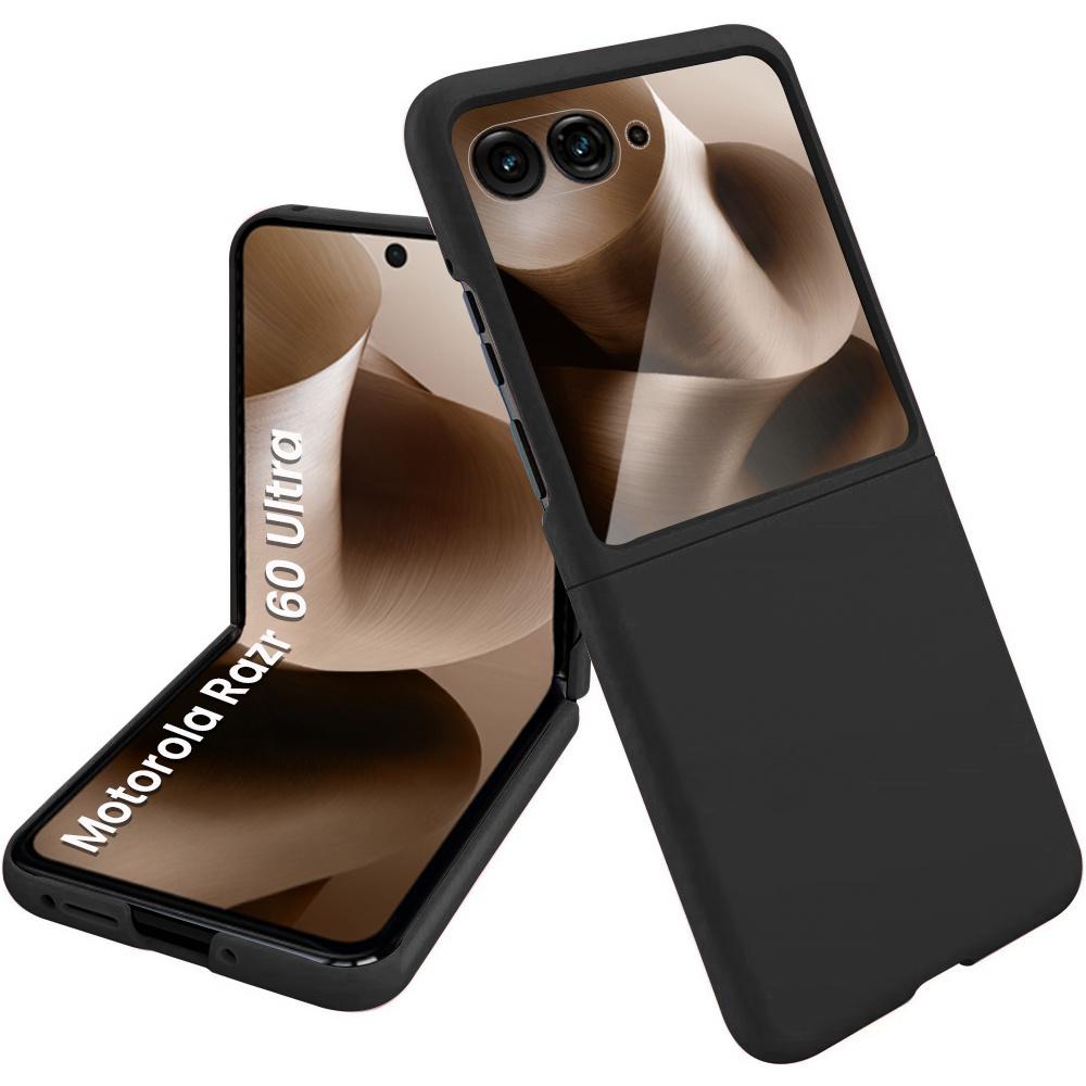 Hülle für Motorola Razr 70 Ultra / 60 Ultra, PC-Hülle, mit Glas, schwarz