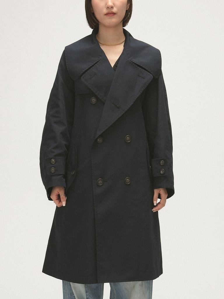 Beams Boy Maturely Memory Trench Overcoat, Women's, Navy, 13190091803