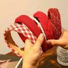 3Pcs Retro Red Women's Headband Velvet Headband Headband With Plaid, Pearl, Plush, Fabric, Knitted Mixed Design Wide Brim Sp