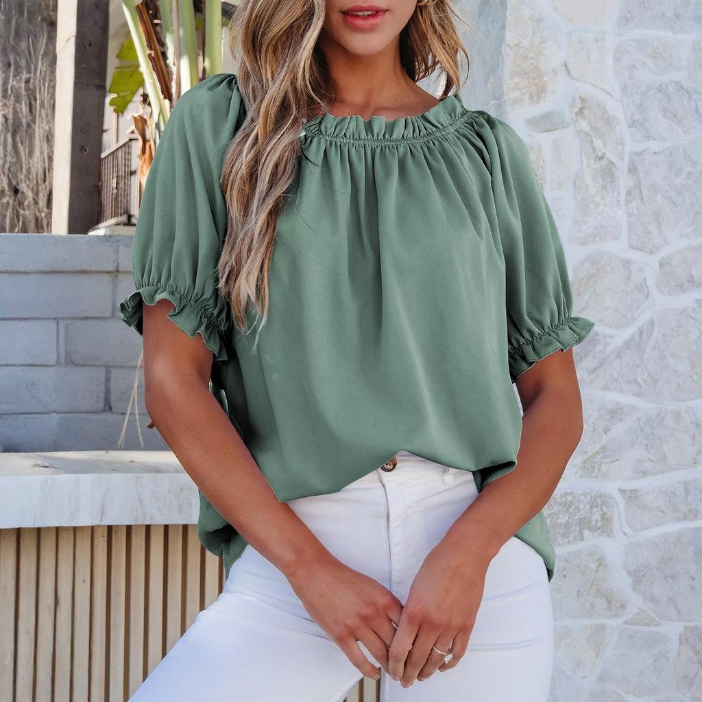 Womens Tops Off The Shoulder Blouses Casual Cute Puff Sleeve T Shirts