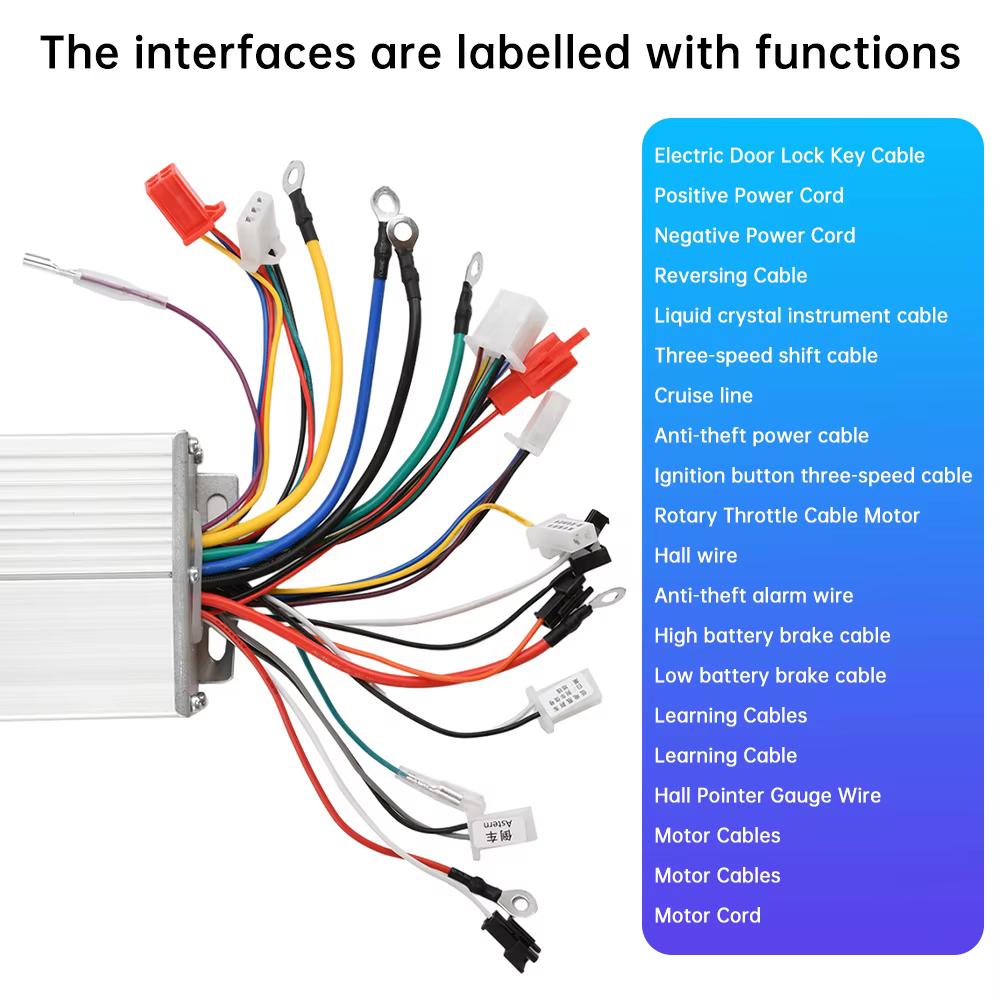 E‑Bike Brushless Speed Motor Controller for Electric Scooter 48V/60V/64V Three‑Mode Sinusoid 12 Tube Electric Motor Controller