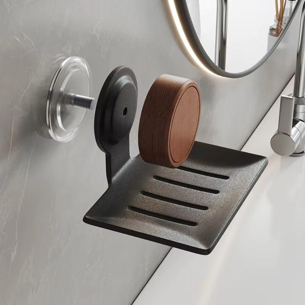 Self-draining Soap Box Suction Cup Drying Rack Punch-free Soap Dish  Shower