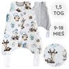 Babyu Ganzjahres-Schlafsack mit Beinen und Socken Doppelreißverschluss 1,5 Tog 9-18