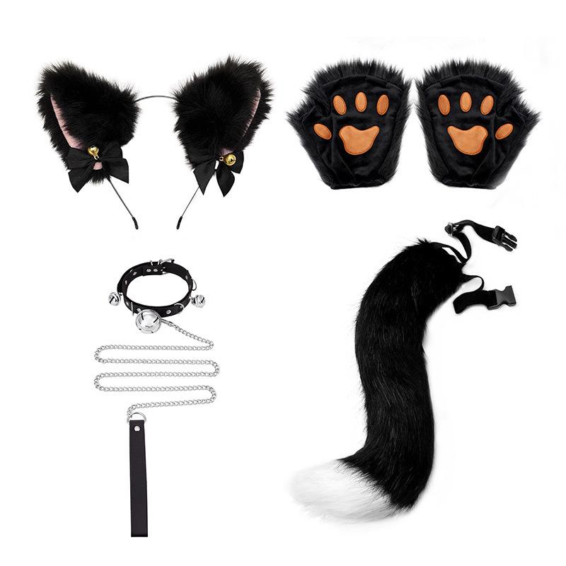 Handmade Cat Ears & Tail Set: Cute Cosplay Hair Accessories for Catgirl