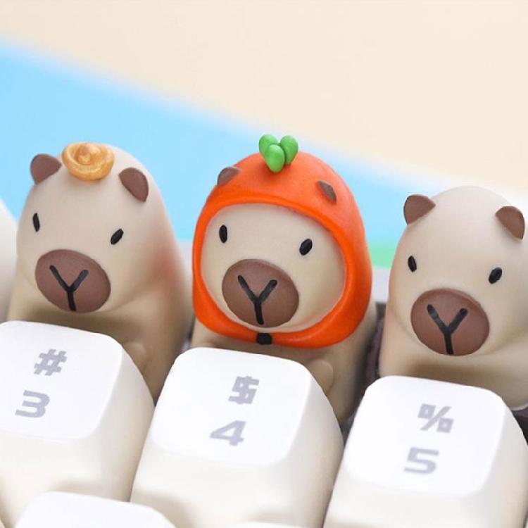 Farbverlauf Harz Tastenkappen mit Capybara Kunst Kompakte Größe Leichte Bauweise Für Mechanische Schalter