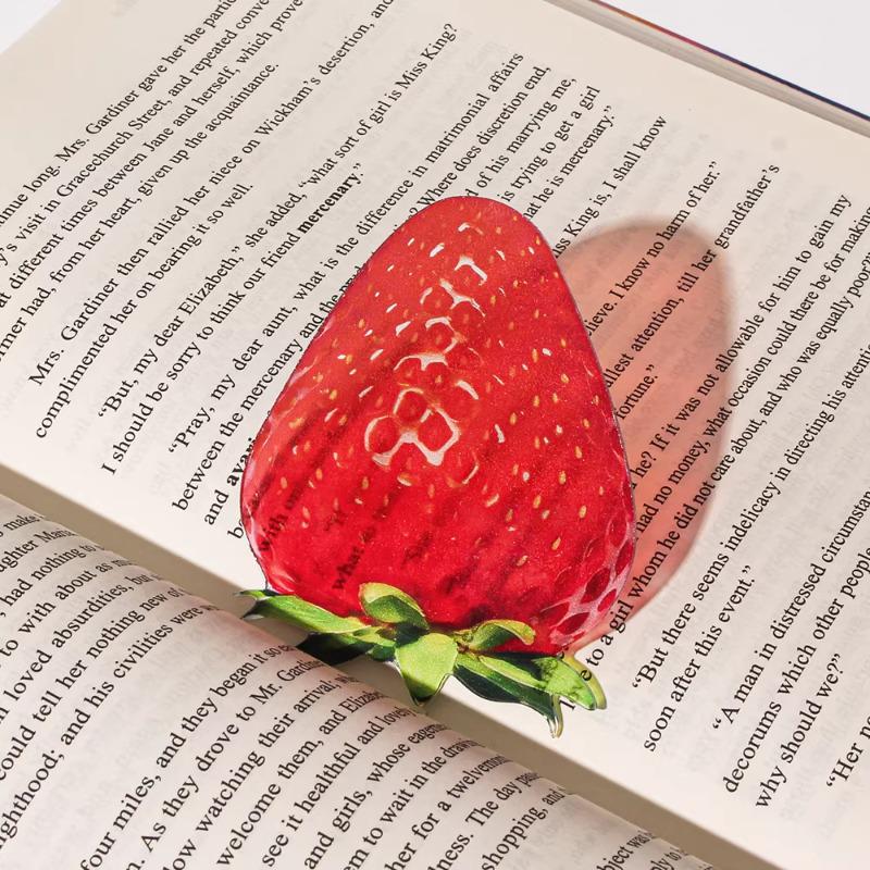 Acrylic Grape Tomato Apple Bookmark – Cute, Transparent, High-End Student Gift and Reading Marker