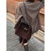 New women's bag frosted leather metal rope buckle leather woven niche simple large-capacity portable shoulder bag