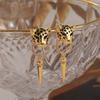 Gold Enamel Leopard Cone Dangle Earrings Personalized Hip Hop Trendy Punk Animal Jewelry Women'S Holiday Party Accessories