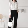 Style Latte Women S Chiffon blouSe With Pintuck caScade Pearl Necklace