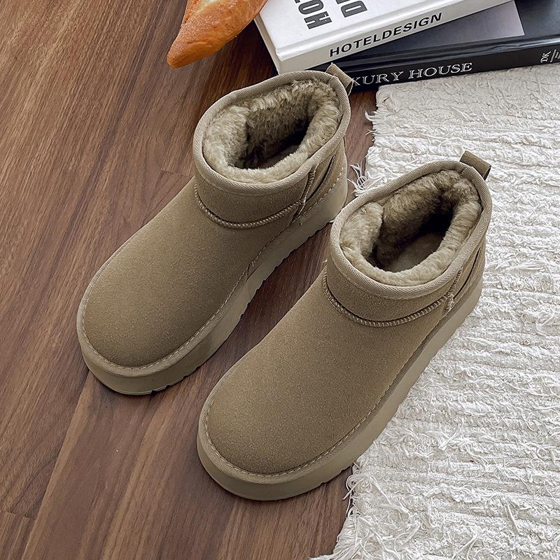 

Handmade short boots 2025 winter new round head thick sole casual solid color snow boots retro velvet thickened cotton shoes women s shoes 35