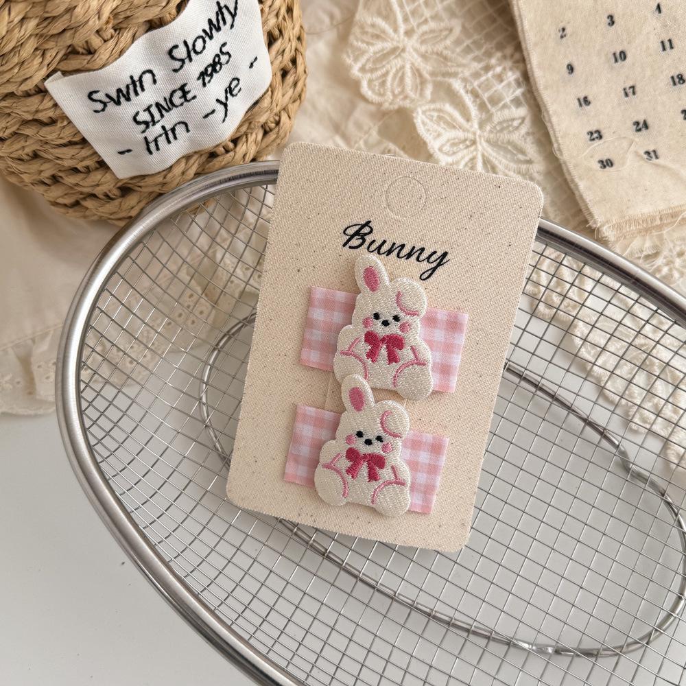 Korean Handmade Floral Plaid Lace Hair Clips for Little Girls