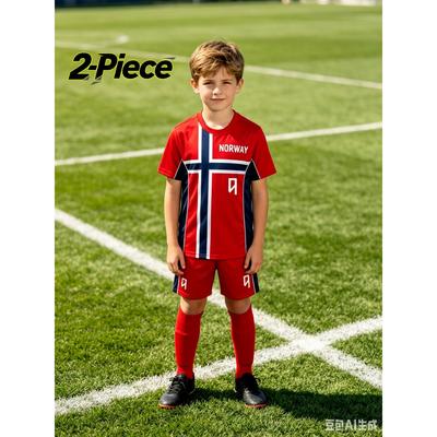 Conjunto de 2 Piezas Nueva Camiseta de Fútbol Haaland Noruega y Número 9 para Fans Conjunto Familiar a Juego Transpirable Kit Especial para Adultos Niños