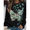 Outdoor Women's T-Shirt Casual Long Sleeve Pattern Print Street Crew Neck Fall Female Oversized Clothing Fashion T Shirts