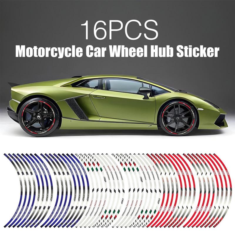 16pcs Auto Wheel Rim Reflective Modified Decals Self-Adhesive Car Stickers Motorcycle Wheel Hub Modification Stickers