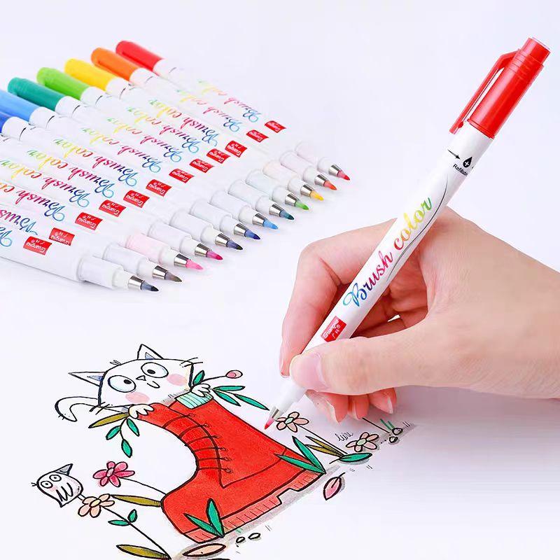 Guangna Hat Sanat Kalemi Yumuşak Uçlu Fırça Hat Güzellik Kalemi Kendin Yap El Hesabı/Resim/İmza Öğrenci Malzemeleri 12 Renk