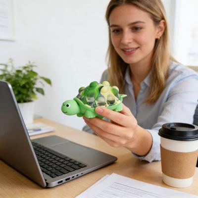 Tartaruga Casca de Bolha Bola de Estresse Silicone Alívio de Estresse Tartaruga Aperto Brinquedo Sensorial Forma de Animal Exercício de Terapia Manual Brinquedo Fidget