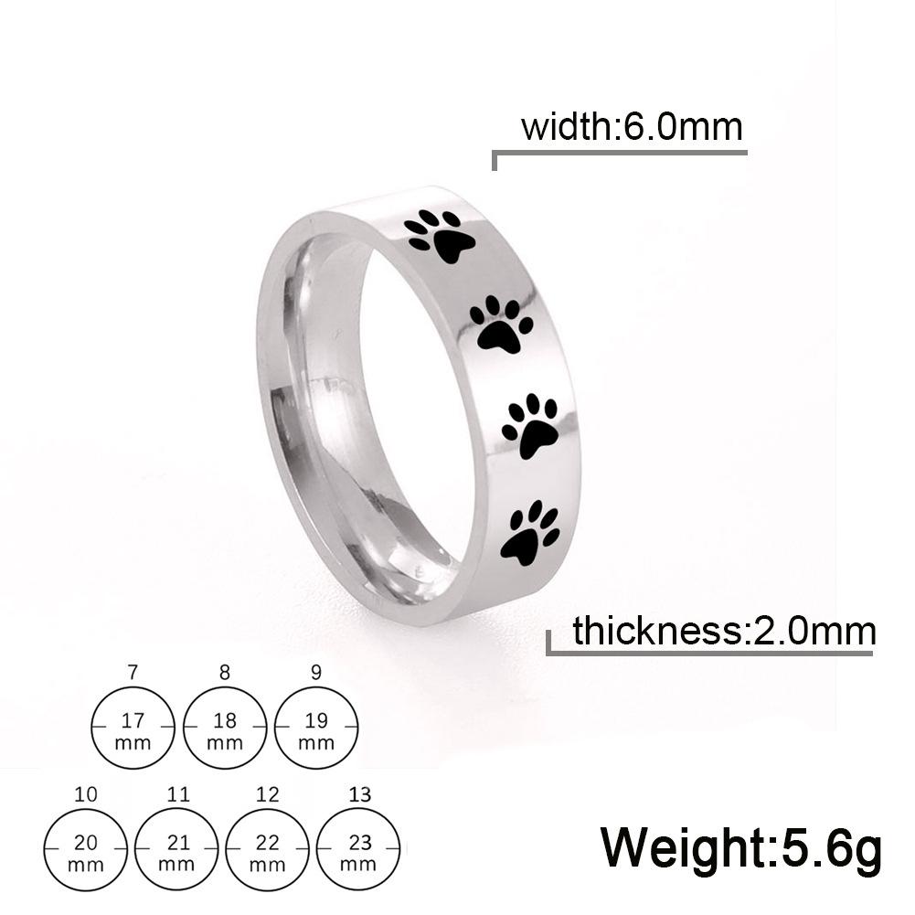 

Cute Paw Print Couple Rings Unisex Stylish Steel Jewelry For Men And Women No. 7