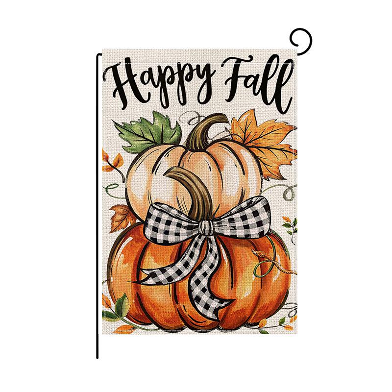Harvest Festival Garden FlagAutumn Pumpkin Printed Letter Courtyard Decoration Small Flag