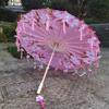1PC Umbrella 70/82CM Oil Paper for Women Girl Performance Photo Props Antique Umbrella Parasol Satin Cloth Tassel
