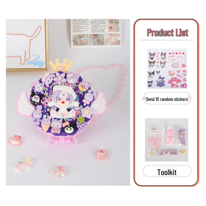 Kids' Handmade Cream PVC Crossbody Bag with Mirror Accessory