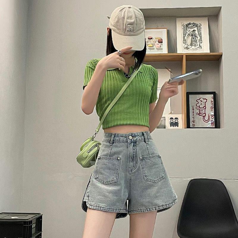 

2025 High-Waisted A-Line Women s Denim Shorts - Slimming & Flattering Summer Fashion 26 (Up to 90 lbs / 1 9 ) светло-синий
