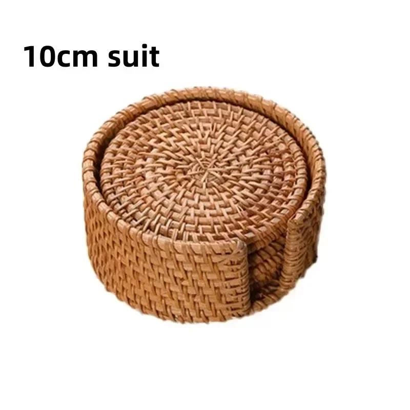 6Pcs/set Teacup Mat Round Tableware Mat Cup Dish Mats Rattan Weave Heat Insulated Pad Kungfu Tea Accessories Household Gadgets