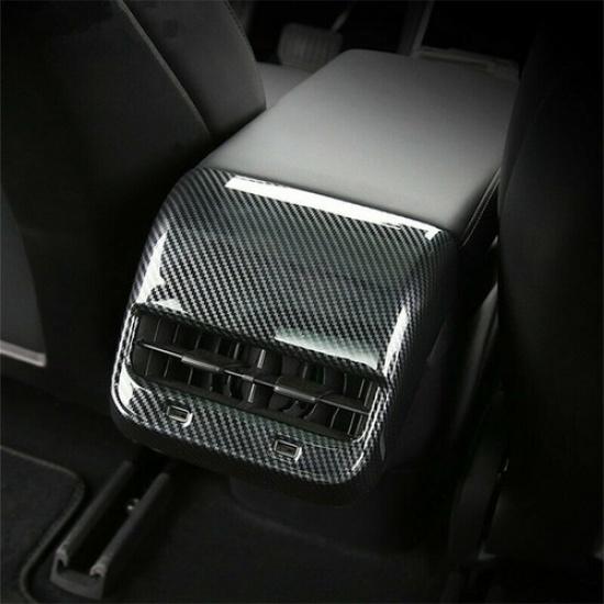 Fit For Tesla Model 3 2018  Carbon Fiber Black Armrest Rear Air Vent Cover