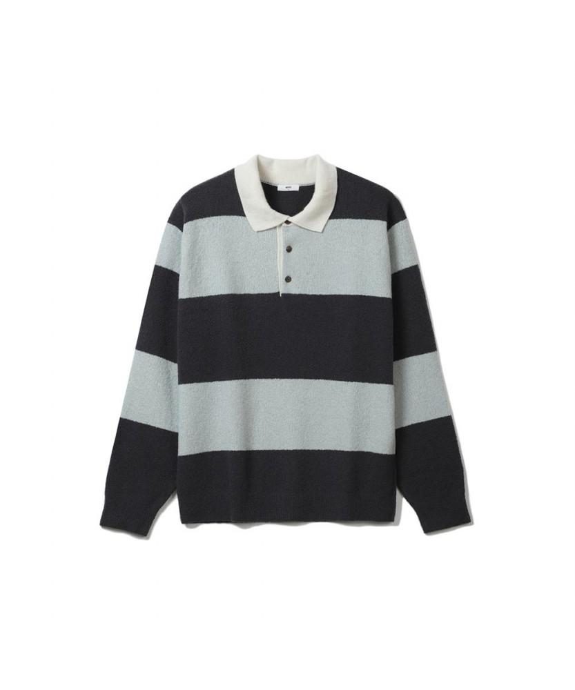 NOTIG Wool Blend Boucle Thierry Stripe Sweater Grey_Oka3Swtl102G1
