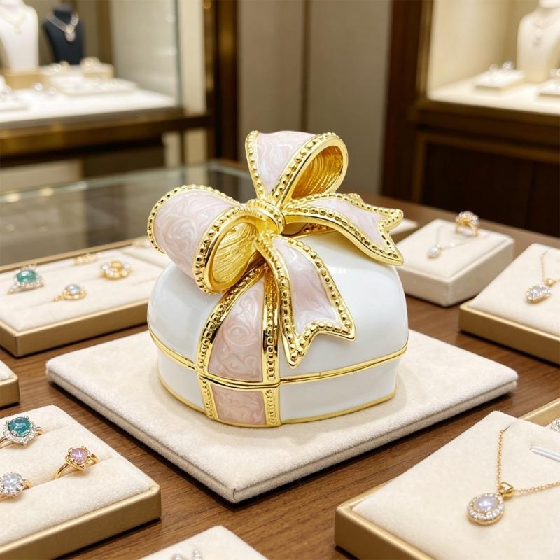 Cute Alloy Trinket Box With Delicate Enamel Craft Old Fashioned Decorative Box Perfect For Jewelry Storage