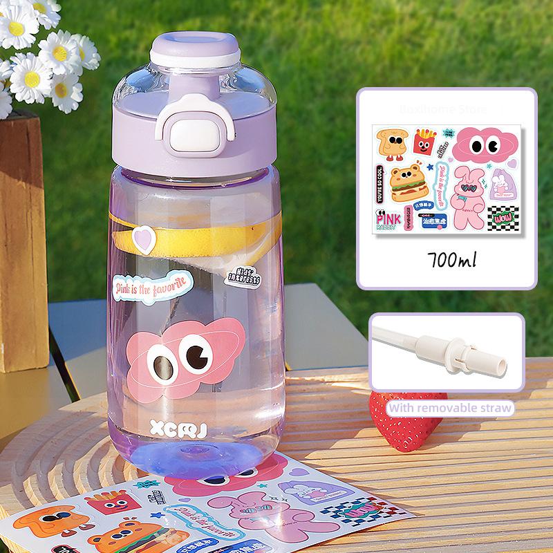 New Cute Water Bottle For Kids Girls Female Transparent Plastic Cup Large Capacity Outdoor Sports Portable Sippy Cup BPA Free