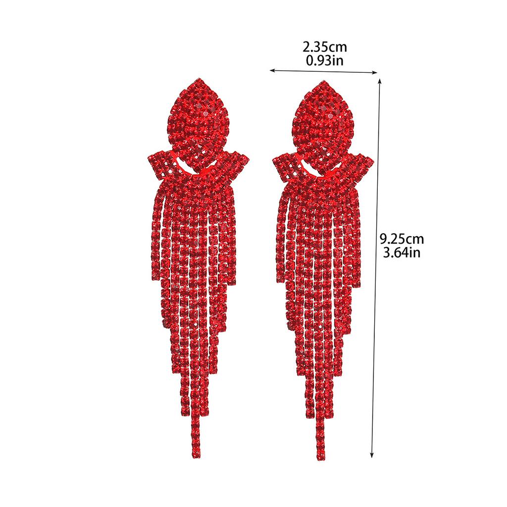 Rote lange Fransenohrringe Damen High-End exquisite Stecker und Ohrschmuck