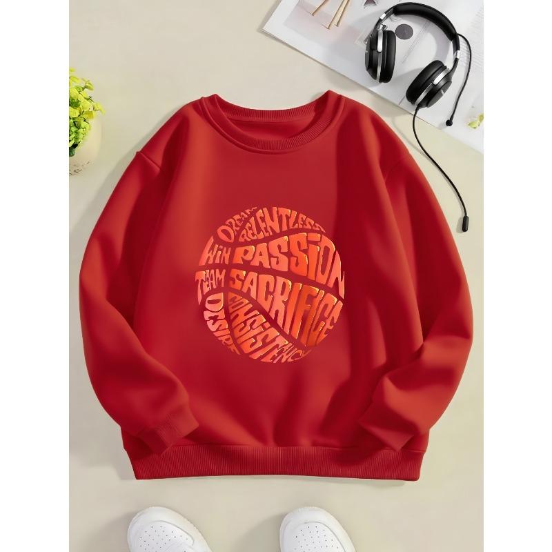 Kids Sweatshirt, Crew Neck Sweatshirt with Fashion Print, Halloween Christmas Football Accessories, Trendy Top,Soft Cotton Sweatshirt