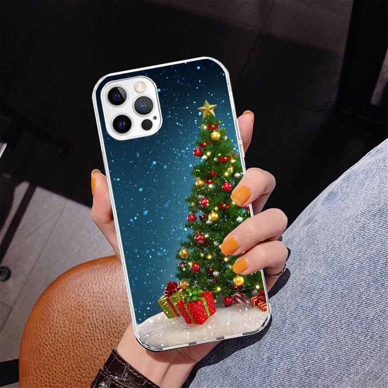 Merry Christmas Tree Snow Phone Case For iPhone 17 Air 16 Pro Max 16E 15 + 14 Plus 11 12 13 Mini 7 8 SE Gift Print Cover Fundas