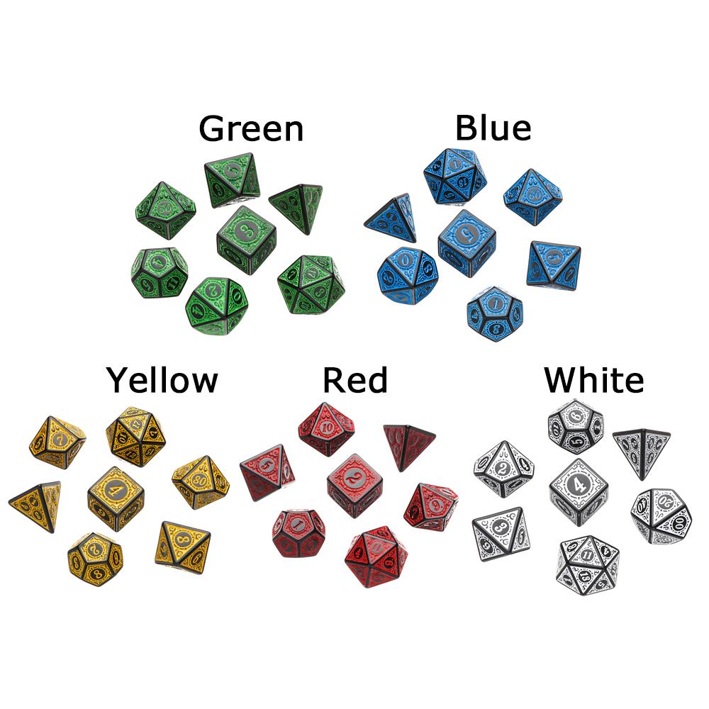 Multi-Sided 7-Die Dice Set Game Dice TRPG DND Accessories Polyhedral D4 D6 D8 D10 D12 D20 Dice For Board Card Game Math Games
