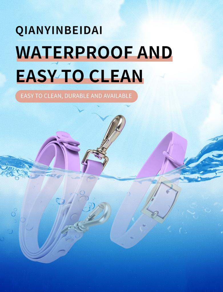 PVC Dog Leash Set 2 Hooks With Dispenser Waterproof Hands Free Dog Rope Strap Soft Adjustable Dog Vest Collar Matching Leashes