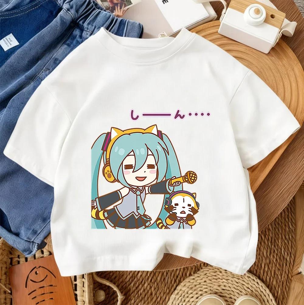 2026 Summer Crew Neck T Shirt For Boys Girls Cute Kawaii Hatsune Miku Cartoon Fashion Street Outfit 314Y