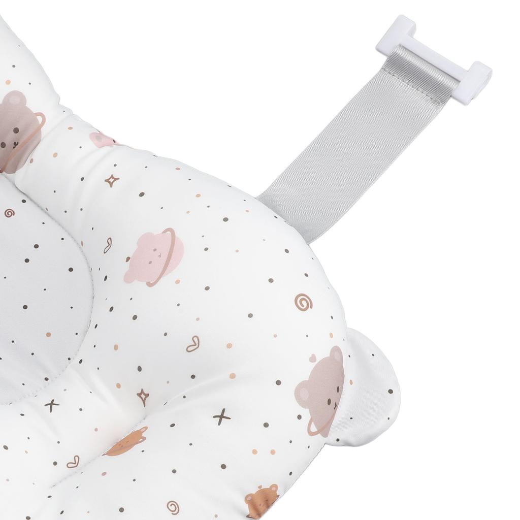 Soft Baby Bath Support Cushion Pad Cute Cartoon Bear Pattern Newborn Bathtub Floating Pillow Mat White