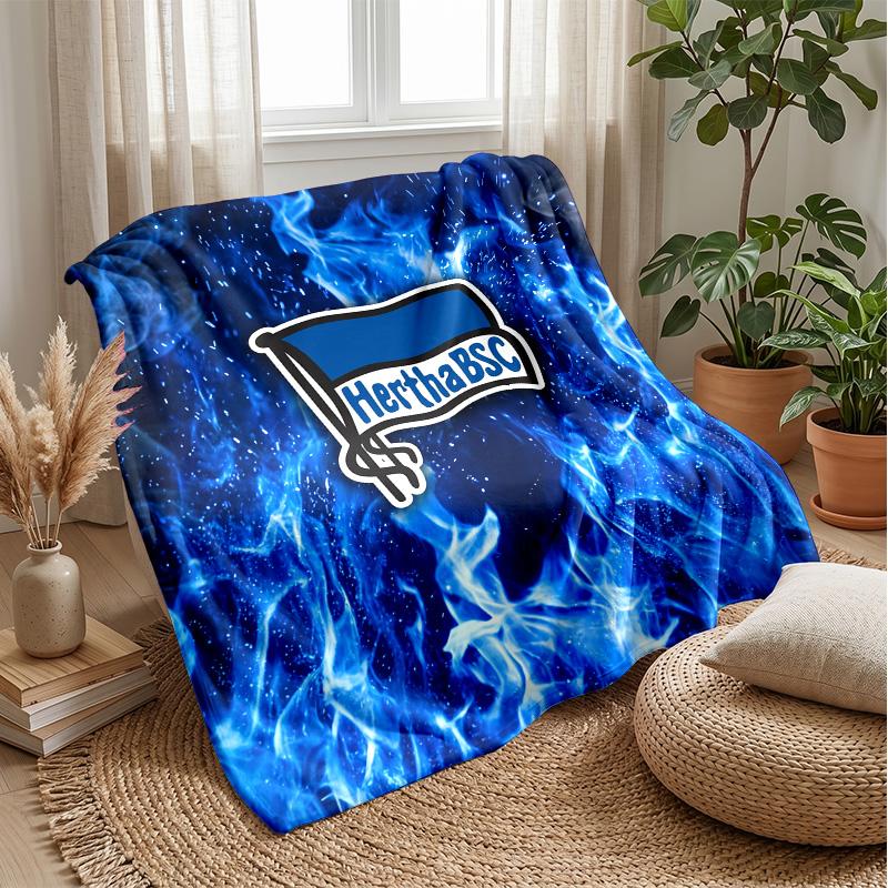 Hertha bsc FC Coperta Morbida in Flanella Pile Leggera Accogliente Calda Coperta Plaid per Divano Letto Arredamento Casa