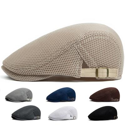 New Summer Breathable Mesh Beret Fashion Casual Sun Visor Flat Hat Vintage Men Women Newsboy Cap For 54-59cm Head Circum Ference