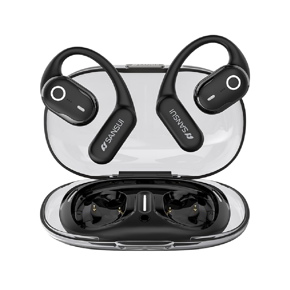 

SANSUI Wireless Bluetooth Bluetooth Noise Automatic No Ear Fast Compact and Perfect for and Gaming Earphones, V5.4 Cancelling, Pairing, Blocking, чёрный