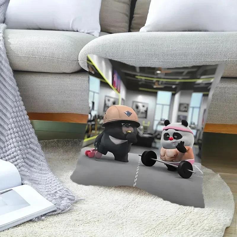 

Роскошный домашний декор, наволочка для дивана в гостиной, наволочка для подушки с рисунком бамбуковой панды из мультфильма 66x66cm бордовый