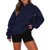 Damen-Sweatshirt mit Rundhalsausschnitt, übergroß, langärmelig, lässig, locker sitzender Kordelzug