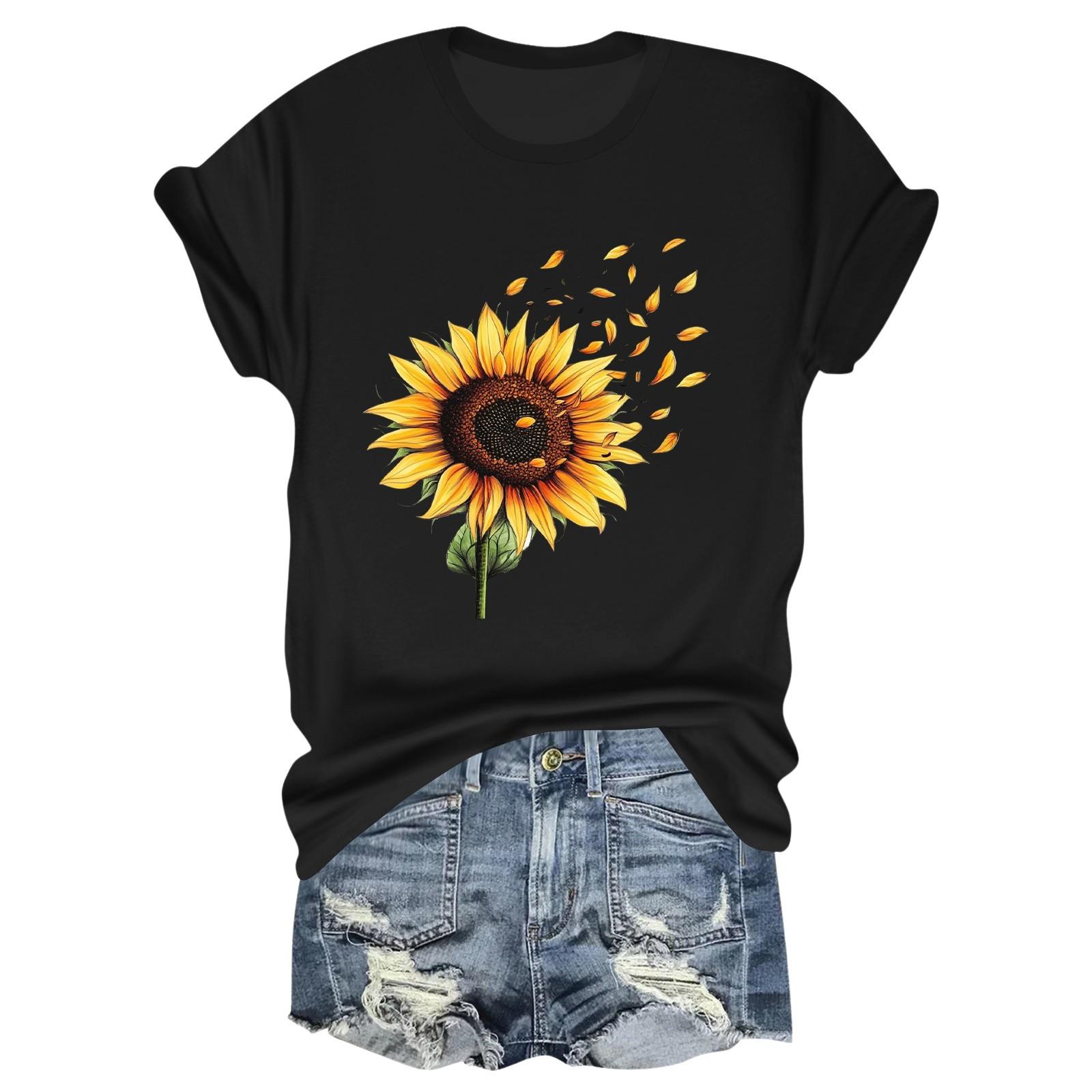 

Женская модная футболка с круглым вырезом и коротким рукавом, пуловер L чёрный