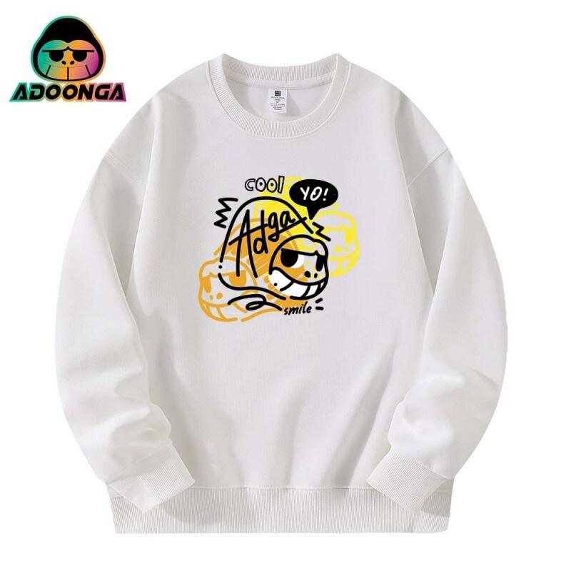 

Men s Light Gray Cartoon Print Crew Neck Sweatshirt, Casual Long Sleeve Pullover, Streetwear Style for Daily Wear S
