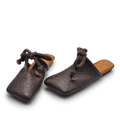 New Style Luxury Square Toe Flats Slippers Women Designer Mules Shoes Fashion Casual Sandals Summer Slingback Flip Flops Sandals