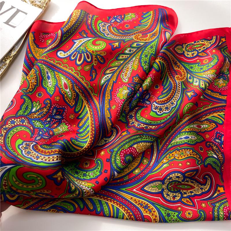 Luxury Paisley Square Scarf Women  Print Satin Neckerchief Spring Hair Band Foulard Bandana Echarpe Tie Shawl Wraps