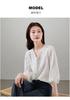 French pure cotton embroidered shirt for women's 2026 spring commuting versatile V-neck seven quarter sleeve niche top